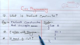 Default Constructor in C++ | syntax and example of default constructor in c++