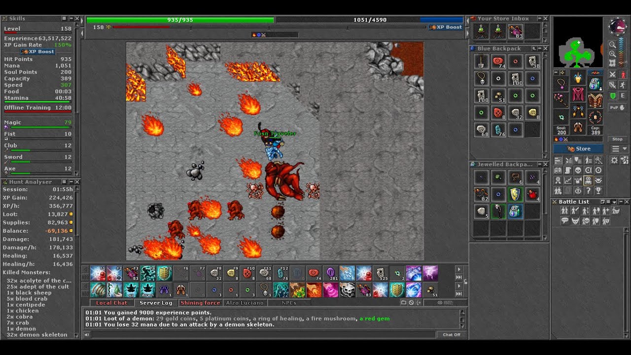 First Demon Solo Hunt - Goroma - MS 158 Tibia - YouTube