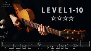 Video thumbnail of "10 Levels Of Slap Guitar ・TAB"