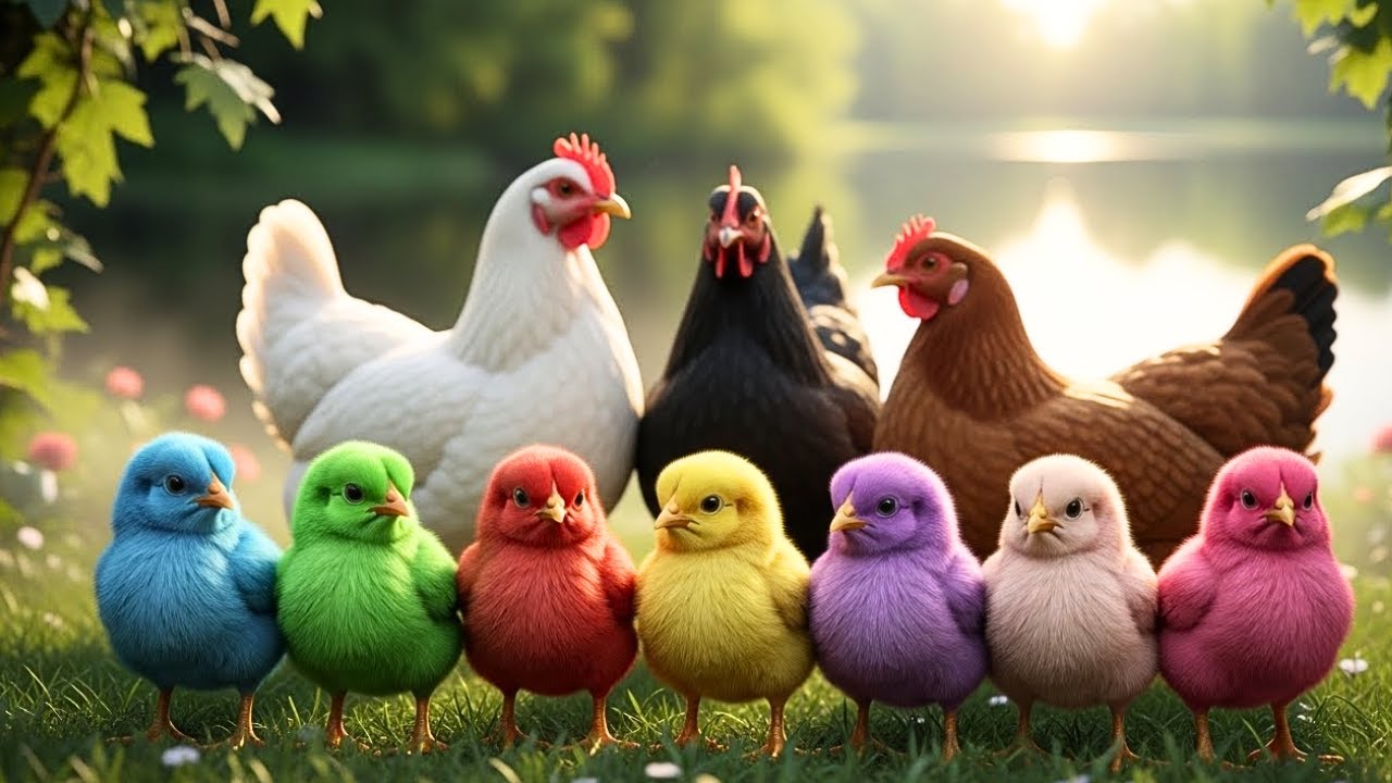 Colorful Baby Chicks in a Magical Garden 🌈🐥  Relaxing Fantasy Nature Video.