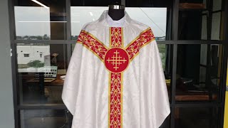 Gothic chasuble vestment with liturgical motif