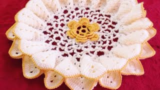 #كروشيه مفرش دائري /الجزء 2/  crochet flower doily tutorial part 2