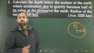Pfp-2 Gravitation : Calculate the depth below the surface of earth where acceleration due to gravity