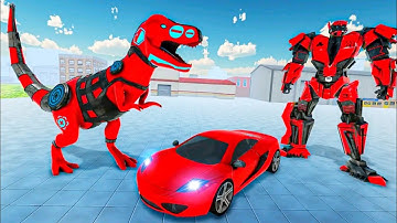 Robot Perang Dinosaurus Berubah Jadi Mobil Balap | Dino Robot Car Transformation : Robot Game