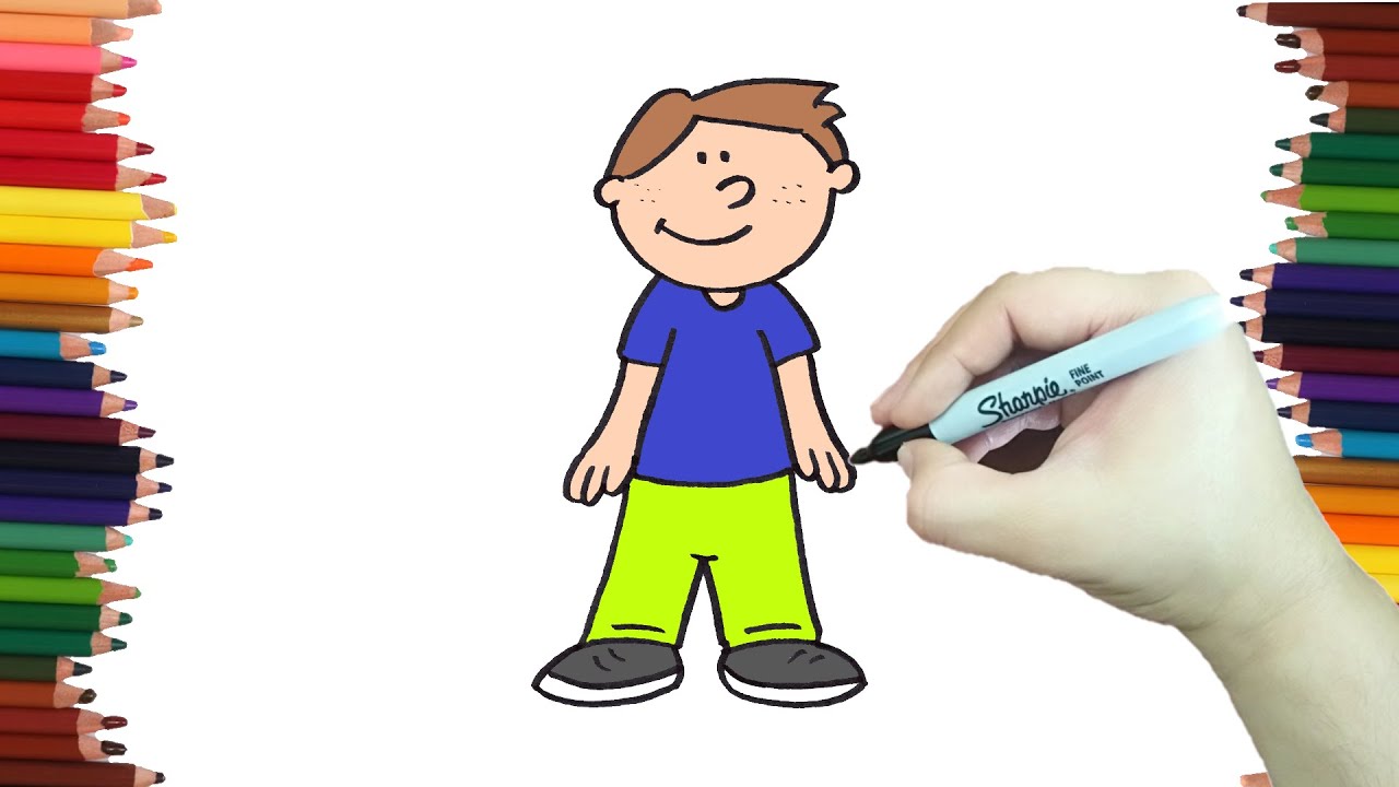 Como dibujar un niño fácil para niños - YouTube