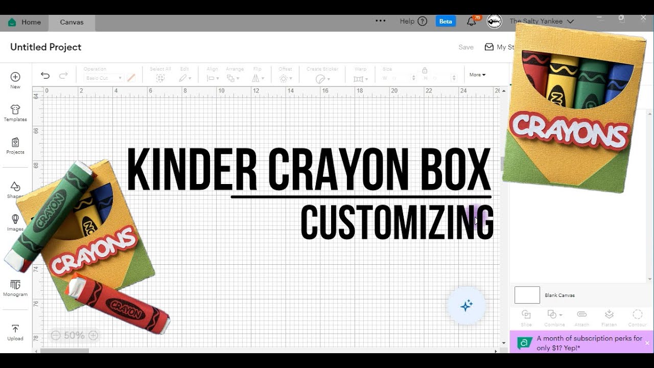 Kinder Crayons Box SVG Template Design Space Tutorial How to Customize ...