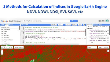 How to calculate Indices (NDVI, NDWI, NDSI, NDBI, EVI, SAVI, etc.) in Google Earth Engine?