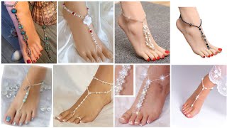 most beautiful and sexy women feet jewelry of beaded and stones anklets with toe rings designs 2020