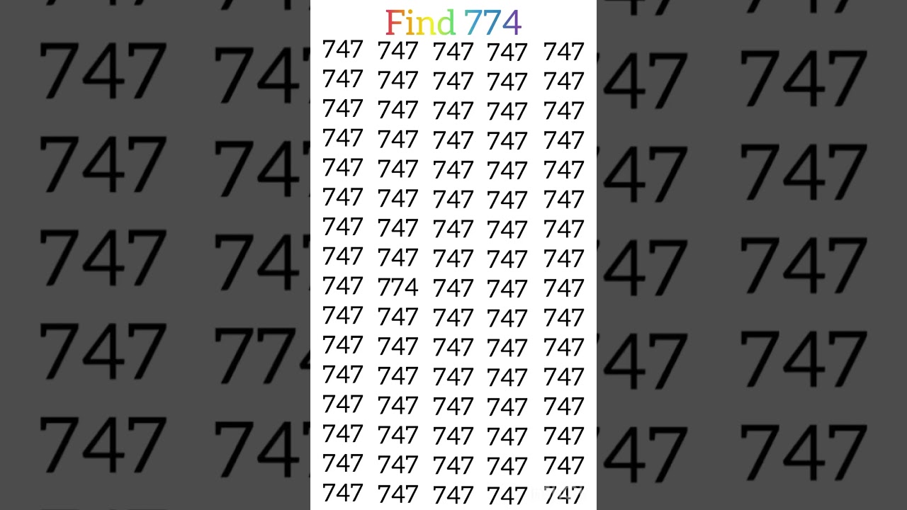 challenge yourself to spot 774 in 3 seconds 