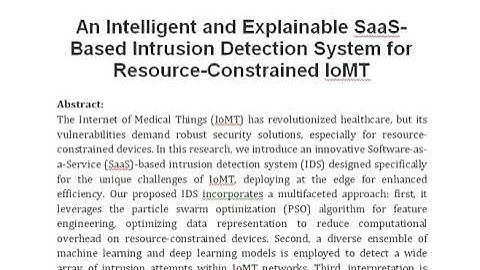 An Intelligent and Explainable SaaS Based Intrusion Detection System for Resource Constrained IoMT