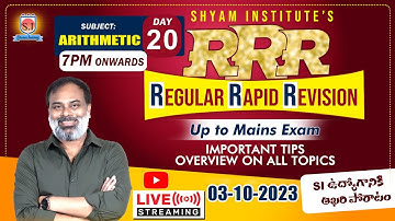 AP SI MAINS | ARITHMETIC | LIVE  | Day-20 | #shyaminstitute