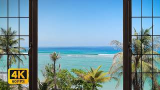 4K Tropical Beach Window View | Maldives | Ocean Sounds | Relax, Sleep, Screensaver 8 hours