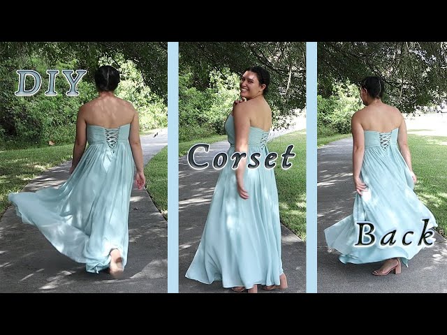 HOW TO EXTEND A DRESS BY ADDING A CORSET BACK- easy DIY thrift