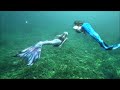 Fantasy mermaids  mermaid sisters swim in the magical waters of lake michigan  underwater