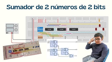 Como hacer un sumador de 2 números de 2 bits. Simulación en Tinkercad y circuito en físico.