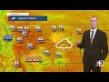 Warm with increasing clouds on Monday
