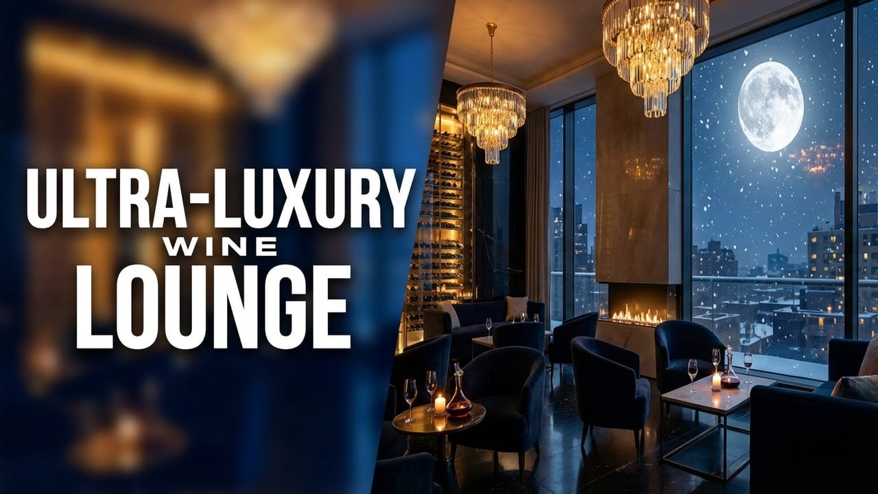Premium Wine Bar Ambience | Candlelit Midnight, Heavy Snow & Marble Luxury