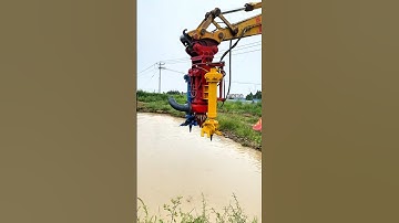 The image shows an excavator (a Sumitomo machine) with a specialized attachment mounted