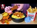 ASMR KFC MUKBANG (NO TALKING) NASHVILLE HOT FRIED CHICKEN + MAC &amp; CHEESE