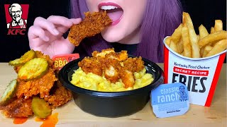 ASMR KFC MUKBANG (NO TALKING) NASHVILLE HOT FRIED CHICKEN + MAC &amp; CHEESE