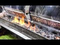 Grilling Lamb Skewers Faster with an Hair Dryer. Italian Street Food. Traditional Arrosticini