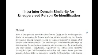 Intra Inter Domain Similarity for Unsupervised Person Re Identification