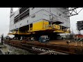 Barge with topside transit the Antwerp port north lock