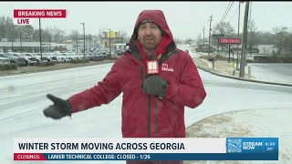 Icy condition create slick roads in Hall County