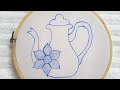 Very Beautiful and very easy hand embroidery kettle pattern with  simple and beautiful flower