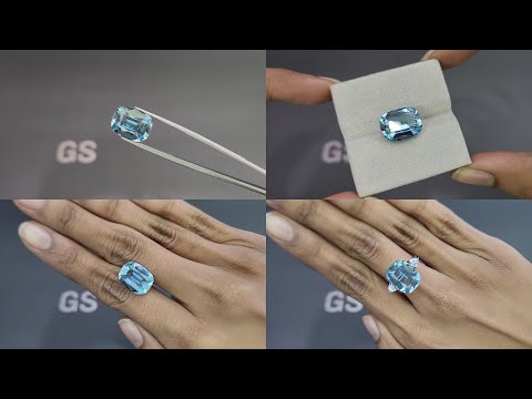 Аквамарин в огранке кушон 6,72 карат, Африка Видео  № 1