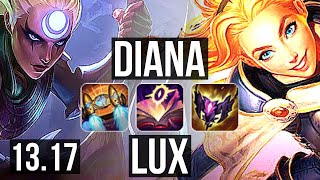 DIANA vs LUX (MID) | 11/1/4, Legendary, 500+ games | EUW Master | 13.17