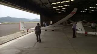 Glider Hangar packing Spanish style,  Santa Cilia los Pirineos Airfield.