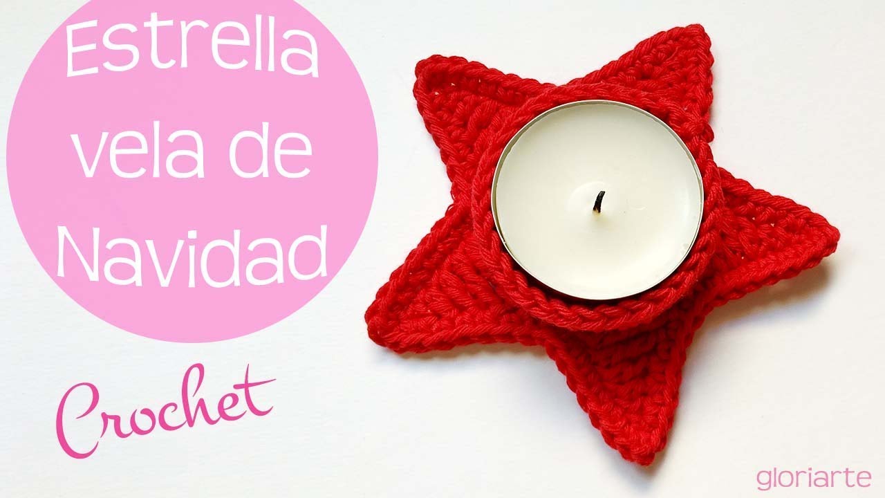 Portavelas estrella de navidad de crochet