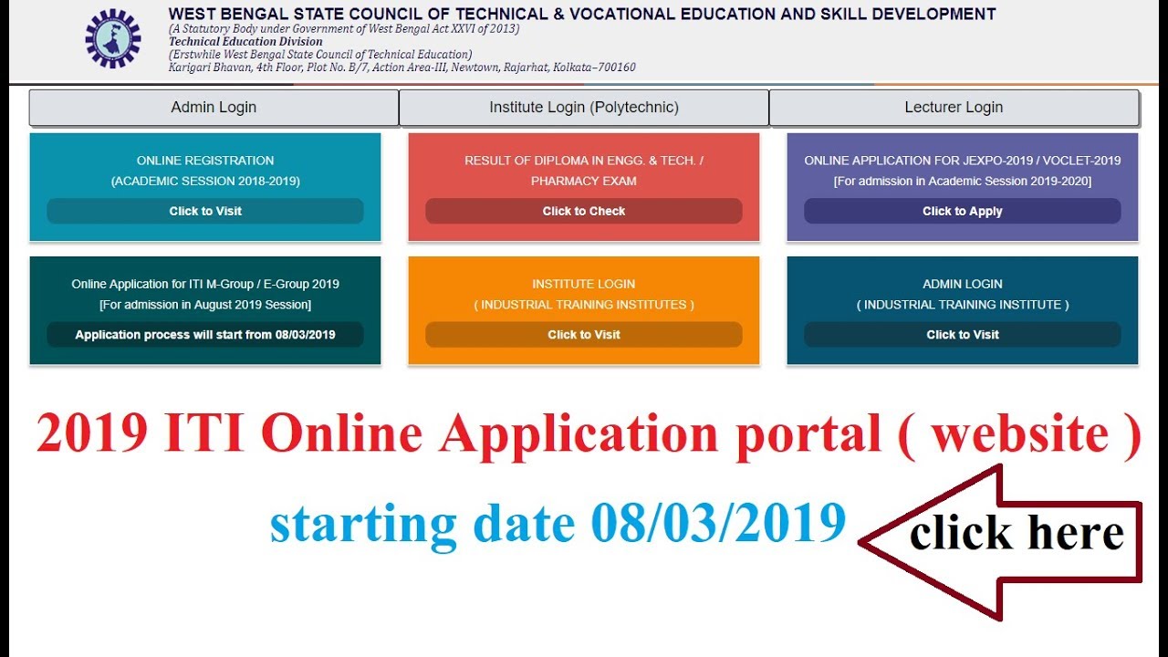 2019 ITI Online Application portal (website) &  Starting Date.
