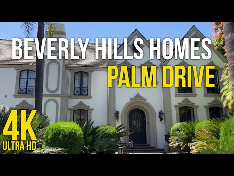 4K Beverly Hills Homes, Walking Palm Dr. Beverly Hills, California, USA, Travel