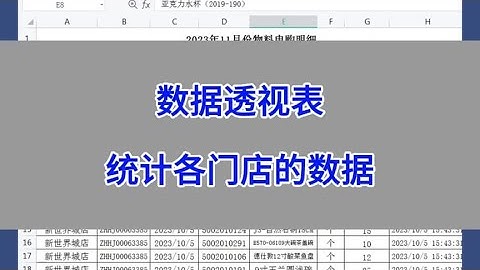 Excel：数据透视表：统计各门店的数据。#wps #excel #办公技巧