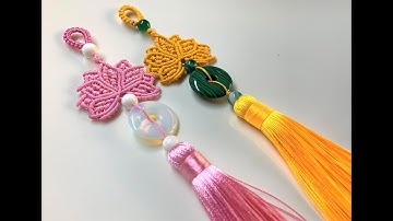 Mini macrame decoration tutorial: Beautiful Flat lotus flower with donut - bead and tassel