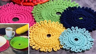 Loom Knit a Doily Pot Dish Protector Pattern Step by Step Liner | Coaster  | Placemat | Round Loom