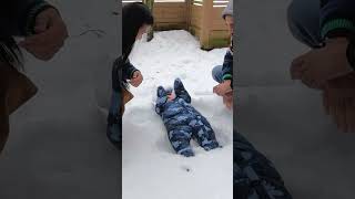 Cutest Baby Making Snow Angel #cutebaby #shorts