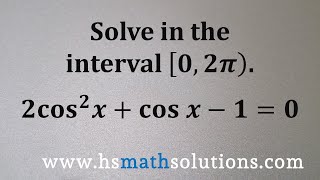 Solving a Trigonometric Equation with Cosine - Quadratic Form (Example)