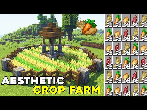 SINIRSIZ YEMEK !! Minecraft:Otomatik Tarla Nasıl Yapılır l Aesthetic Crop Farm l Minecraft Sistemler