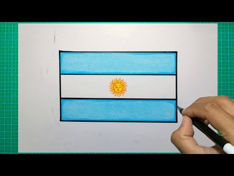 Cara menggambar bendera argentina - How to draw argentina flag