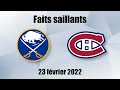Sabres vs canadiens  faits saillants  23 fv 2022