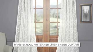 Paris Scroll Patterned Faux Linen Sheer Curtain