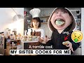 My Sister (a terrible cook) Cooks My Meals For 24hrs *it’s a MESS* | Q2HAN