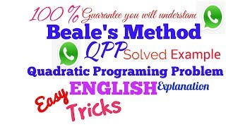 Solved Problem on Beale's Method Quadratic Programing Problem QPP in  English| Operation Research