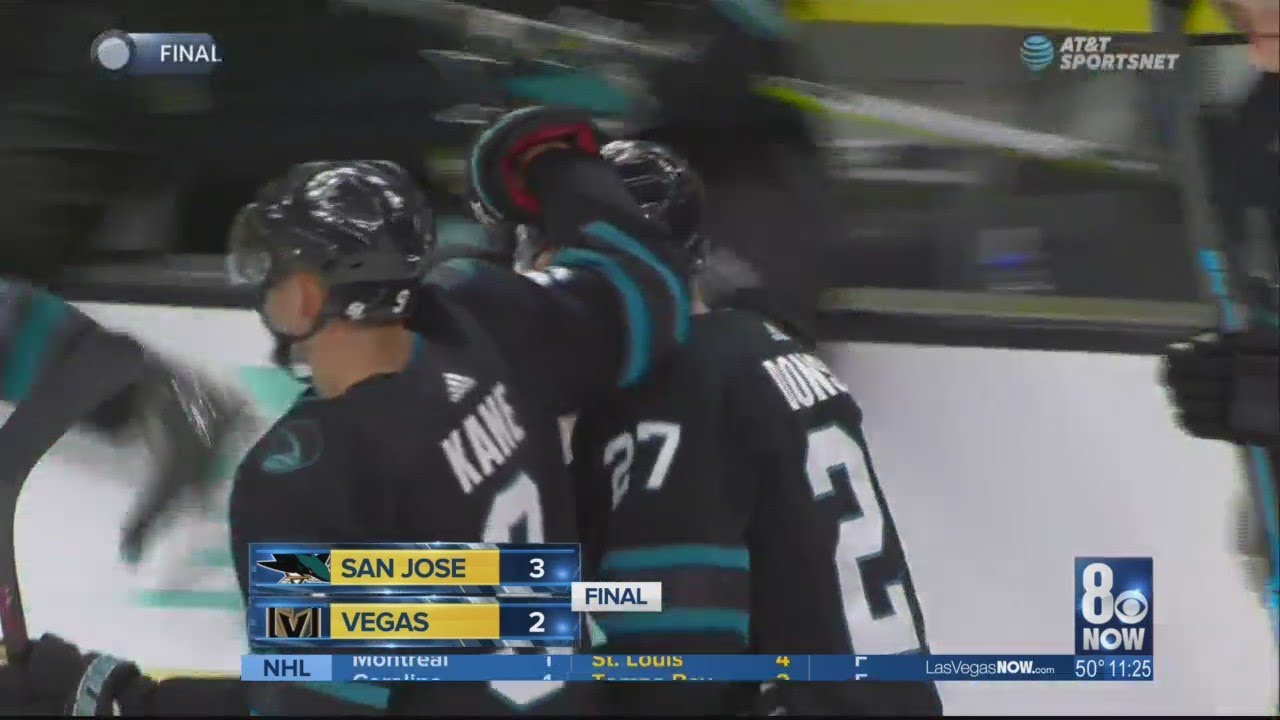 Sharks get late goals to rally past Golden Knights 3-2