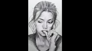How to draw Worried girl face-black and white
