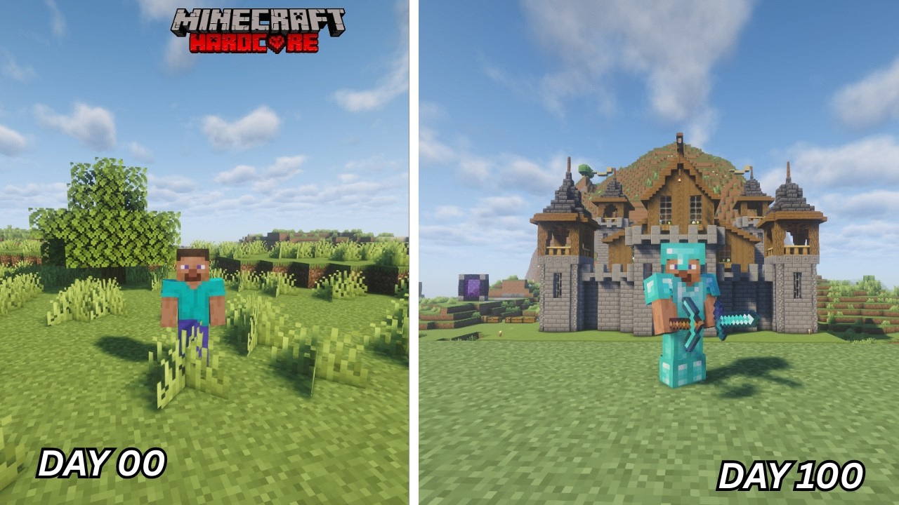 I Survived Minecraft 100 Days In Hardcore - YouTube