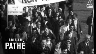 Us And NATO Base Workers March On Paris (1966)